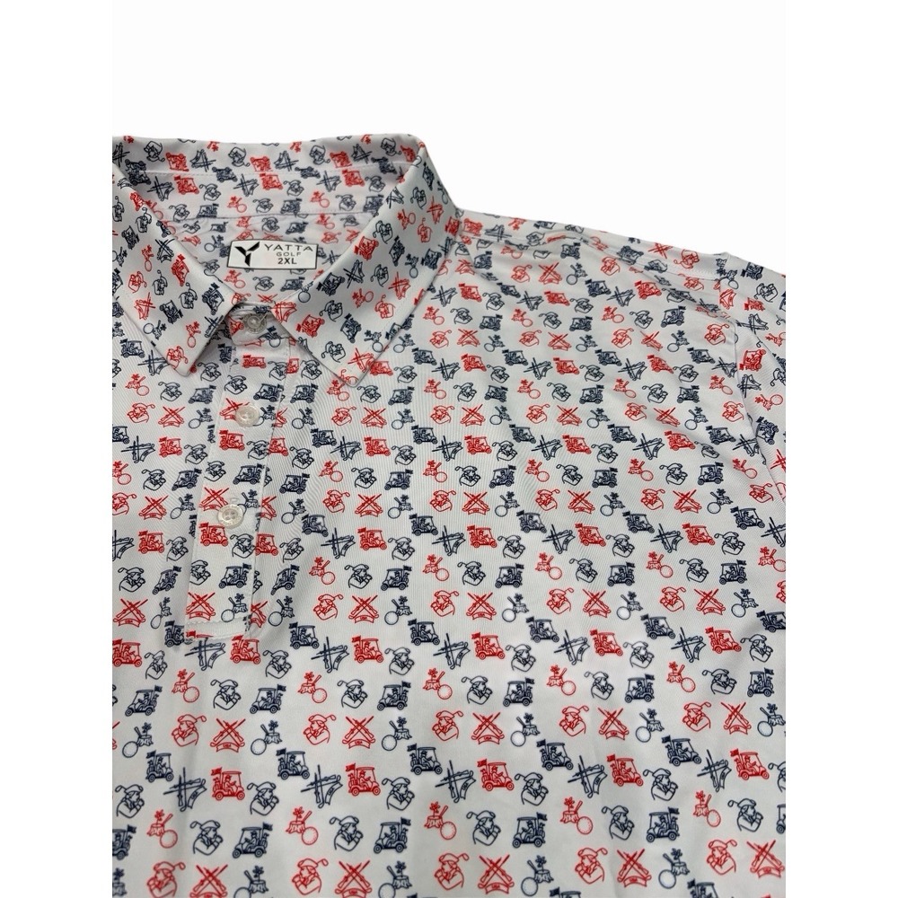 Yatta Premium Golf Men's Polo Golf Theme Print Size 2XL NWT
